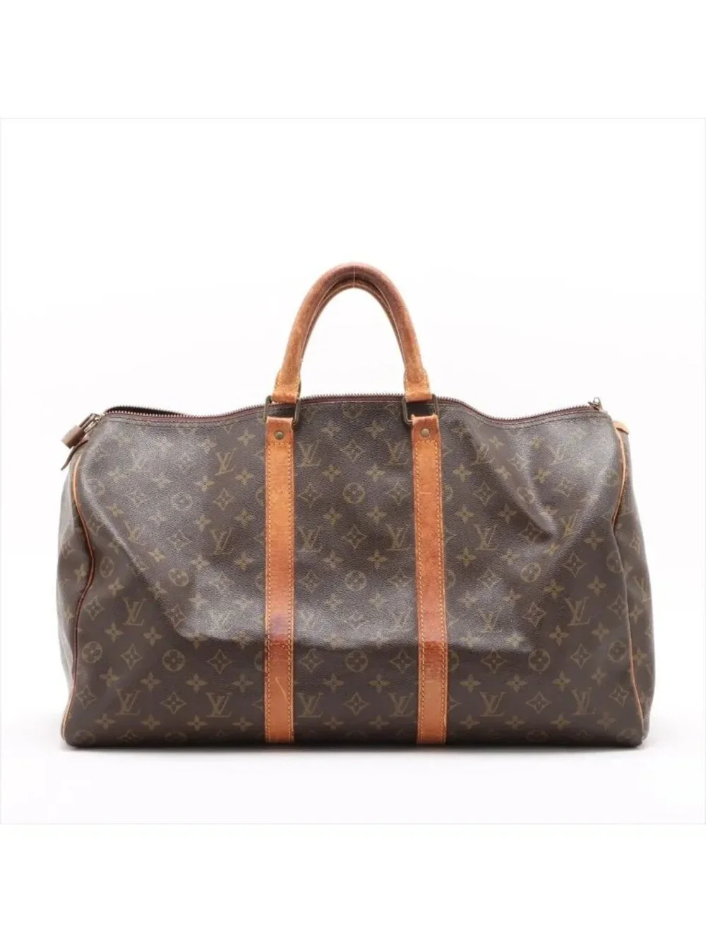 Louis Vuitton Monogram Keepall 50 Leather Boston Bag Tote Carry